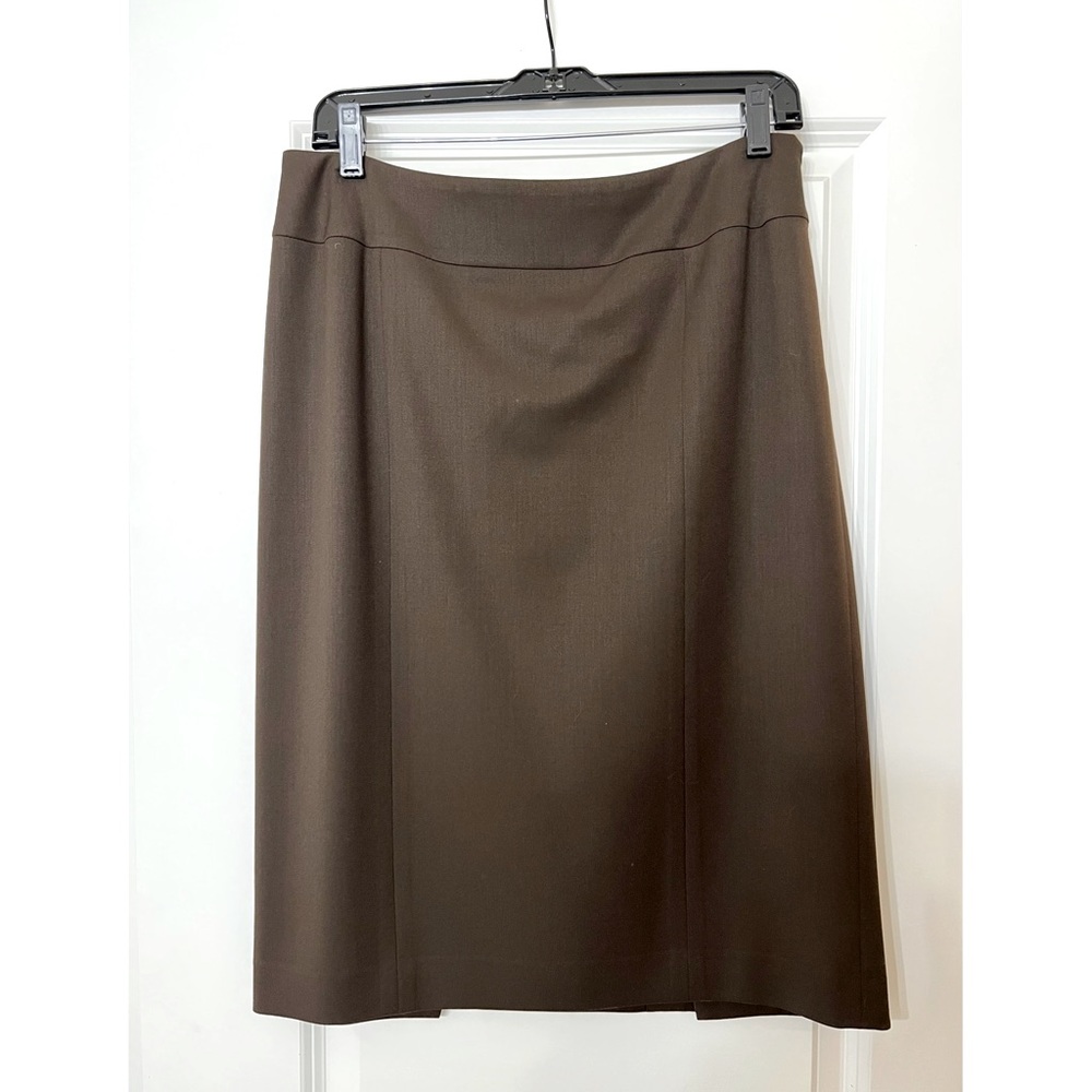 Lafayette 148 Brown Wool Stretch Pencil Skirt Sz 8